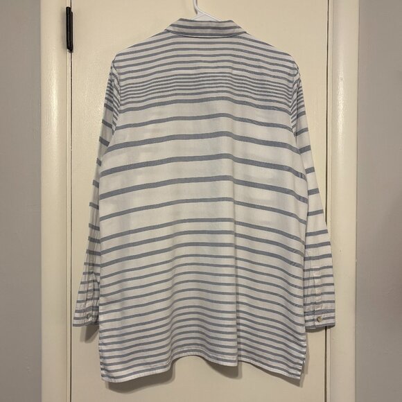 J. Jill Women's Blue/White Mixed-Stripe Button-Front Tunic Shirt Top L - Picture 4 of 9
